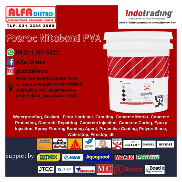 Fosroc Nitobond PVA - Bahan Kimia Bangunan Lem Beton resin adhesive sealer cement admixture