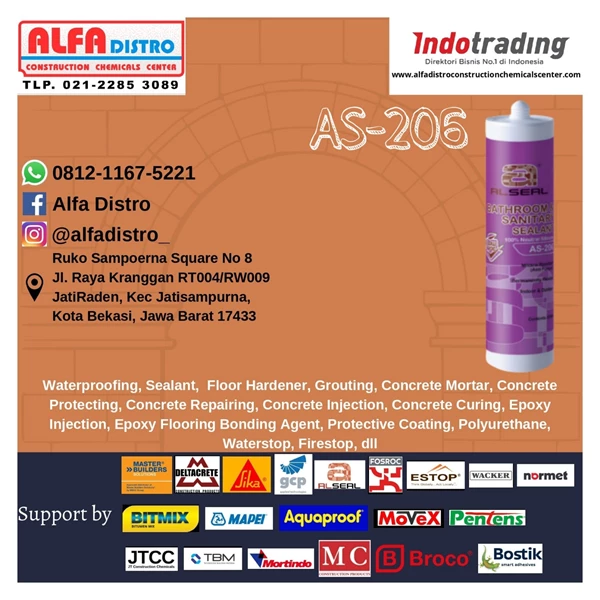 Al Seal AS-206 Bathroom & Sanitary Sealant Sealant Silikon