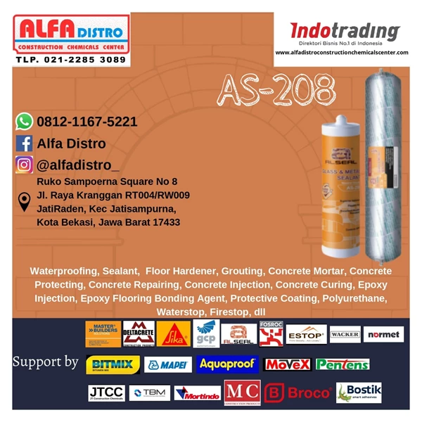 Al Seal AS 208 Glass & Metal Sealant - Silicone Sealant