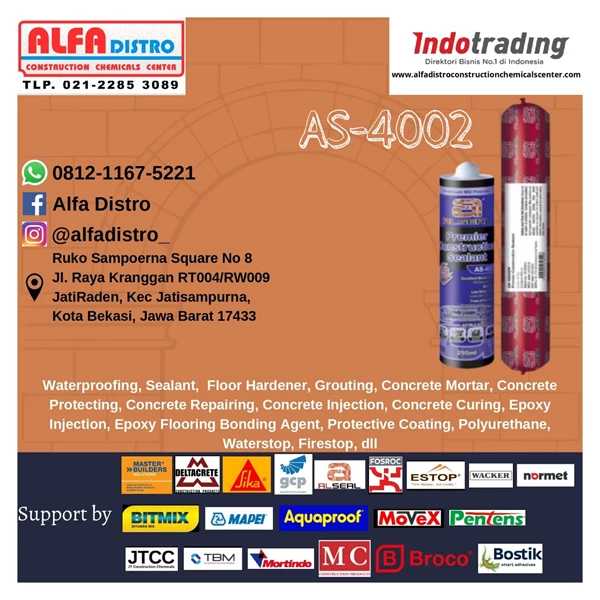 Al Seal AS 4002 Premier Construction Sealant - MS Polymer Sealant dan Perekat