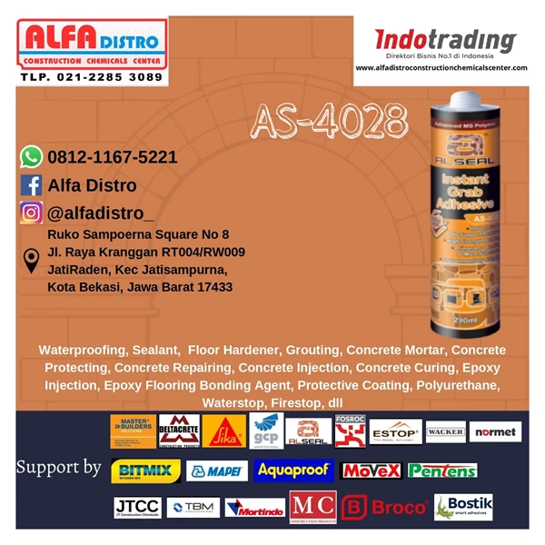Al Seal AS 4028 - Instant Grab Adhesive - MS Polymer Sealant dan Adhesive