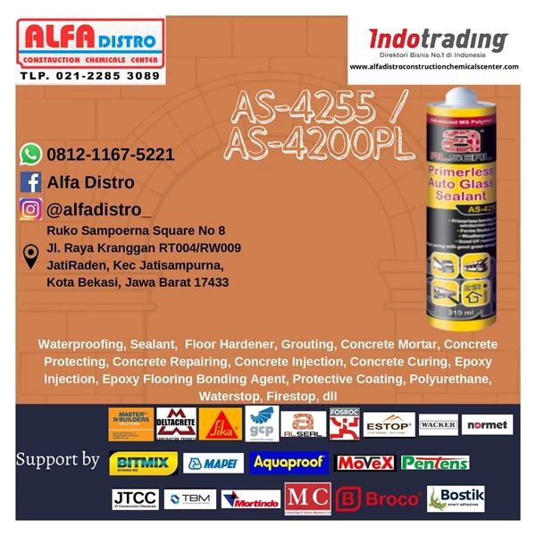 Al Seal AS-4200 PL / AS-4255 Auto Glass Sealant Primerless - MS Polymer Sealant and Adhesives